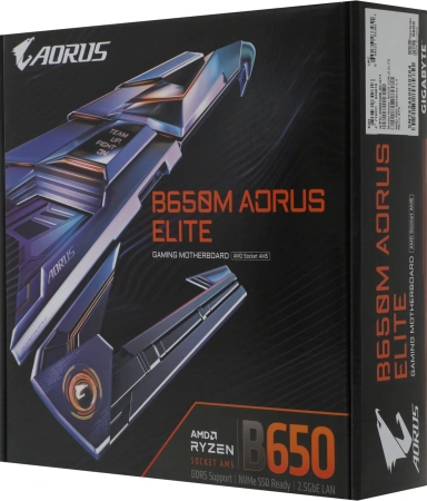 Материнская плата Gigabyte B650M AORUS ELITE Socket AM5 AMD B650 mATX AC`97 8ch(7.1) 2.5Gg RAID+HDMI+DP