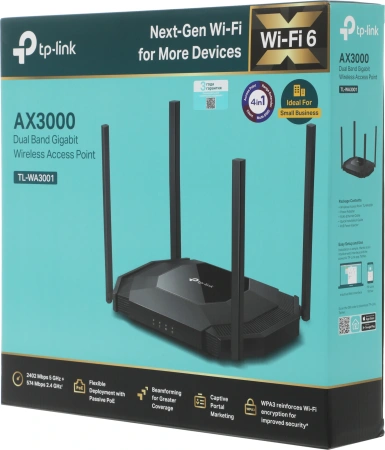 Точка доступа TP-Link TL-WA3001 AX3000 10/100/1000BASE-TX/Wi-Fi черный