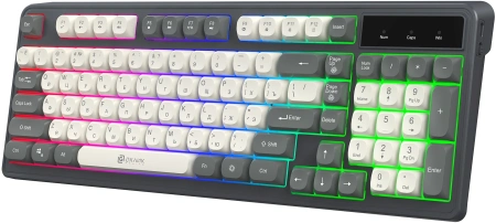 Клавиатура Оклик 731G серый/белый USB Multimedia for gamer LED кабель 1.5м