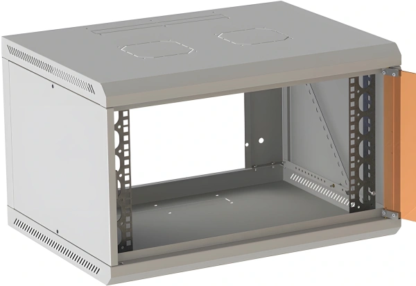 Шкаф коммутационный Suprlan ТВЛ-9U-600-450-СР (05-1093) настенный 9U 600x450мм пер.дв.стекл направл.под закл.гайки 70кг RAL 7035 385мм 19кг 500мм металл