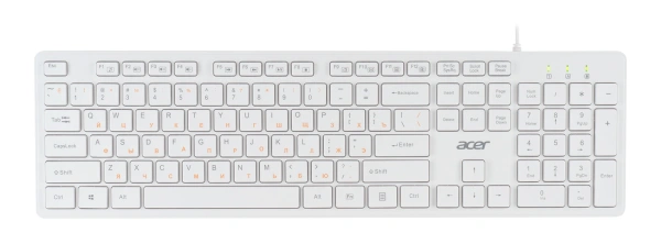 Клавиатура Acer OKW123 белый USB Multimedia (ZL.KBDEE.00D) кабель 1.5м