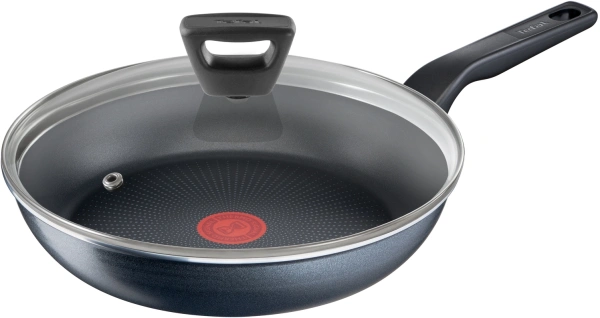 Сковорода Tefal Force 4218922 круглая 22см покрытие: Titanium ручка несъемная (с крышкой) черный (9100048320)