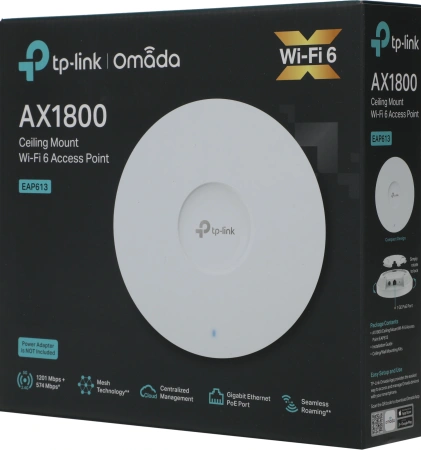 Точка доступа TP-Link EAP613 AX1800 10/100/1000BASE-TX белый