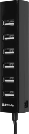 Разветвитель USB 2.0 Defender Quadro Swift 7порт. черный (83203)