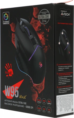 Мышь A4Tech Bloody W95 Max черный оптическая 12000dpi USB 6but (W95 MAX STONE BLACK)