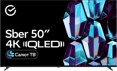 Телевизор QLED Sber 50" SDX-50UQ5234 Салют ТВ Frameless черный 4K Ultra HD 60Hz DVB-T DVB-T2 DVB-C DVB-S DVB-S2 USB WiFi Smart TV (RUS)