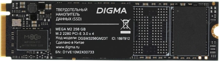 Накопитель SSD Digma PCIe 3.0 x4 256GB DGSM3256GM23T Mega M2 M.2 2280