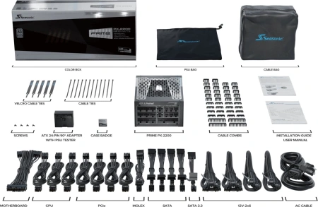 Блок питания Seasonic ATX 2200W Prime PX-2200 Gen.5 80+ platinum (20+4pin) APFC 135mm fan 18xSATA Cab Manag RTL