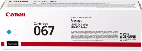 Картридж лазерный Canon 067C 5101C002 голубой бар.в компл. (1250стр.) для Canon LBP631/633/MF651/655/657