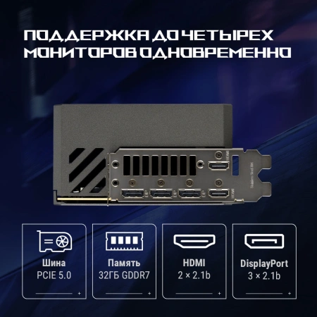 Видеокарта Asus PCI-E 5.0 ROG-ASTRAL-RTX5090-O32G-GAMING NVIDIA GeForce RTX 5090 32Gb 512bit GDDR7 2580/28000 HDMIx2 DPx3 HDCP Ret