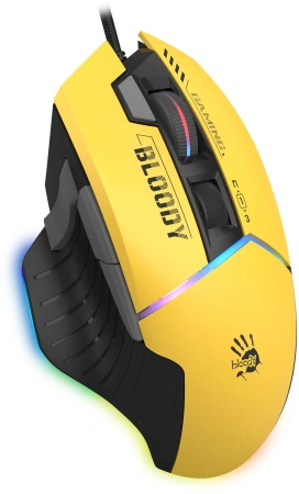 Мышь A4Tech Bloody W95 Max Sports желтый/серый оптическая 12000dpi USB 10but (W95 MAX SPORTS LIME)