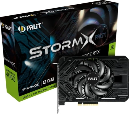 Видеокарта Palit PCI-E 4.0 PA-RTX4060 STORMX NVIDIA GeForce RTX 4060 8Gb 128bit GDDR6 1830/17000 HDMIx1 DPx3 HDCP Ret
