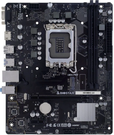 Материнская плата Biostar H610MHC 2.0 Soc-1700 Intel H610 2xDDR4 mATX AC`97 8ch(7.1) GbLAN+VGA+HDMI