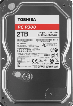 Жесткий диск Toshiba SATA-III 2TB HDWD220UZSVA Desktop P300 4KN (5400rpm) 128Mb 3.5"