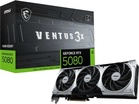 Видеокарта MSI PCI-E 5.0 RTX 5080 16G VENTUS 3X PLUS NVIDIA GeForce RTX 5080 16Gb 256bit GDDR7 2617/30000 HDMIx1 DPx3 HDCP Ret