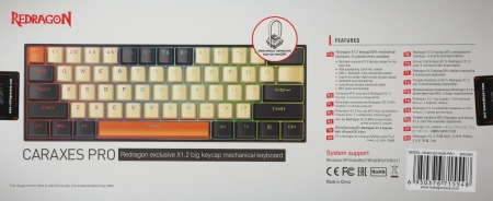 Клавиатура Redragon Caraxes Pro механическая черный USB беспроводная BT/Radio slim for gamer LED (71554) кабель 1.8м