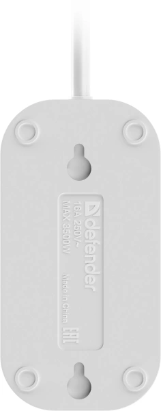 Сетевой удлинитель Defender R320 2м (2 розетки) белый (пакет ПЭ)