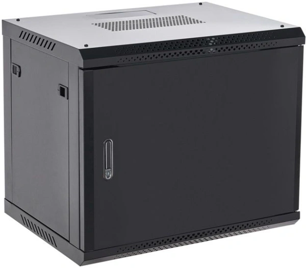 Шкаф коммутационный Rexant (04-1266-122) настенный 12U 600x600мм пер.дв.металл черный 230град. металл