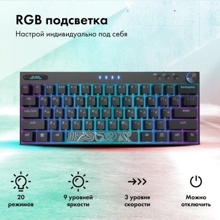 Клавиатура GMNG GG-KB500XW механическая черный USB беспроводная BT/Radio Multimedia for gamer LED (1910516)