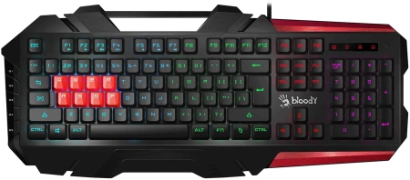 Клавиатура A4Tech B3590R механическая черный/красный USB Multimedia for gamer LED (подставка для запястий) (B3590R (BLACK+RED)) кабель 1.8м