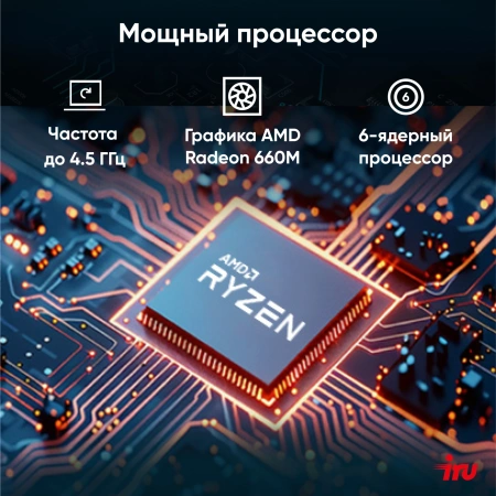 Неттоп IRU Tactio 525 Ryzen 5 6600H (3.3) 16Gb SSD512Gb 660M без ОС GbitEth WiFi BT 120W черный (2099145)