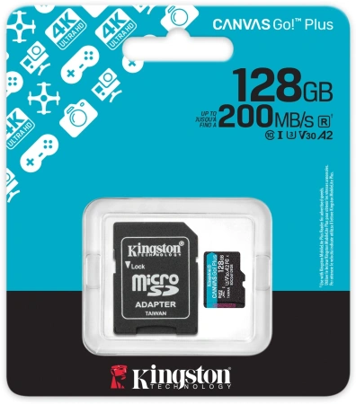 Флеш карта microSDXC 128GB Kingston SDCG4/128GB Canvas Go! Plus V30 A2 + adapter