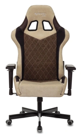 Кресло игровое Zombie VIKING 7 KNIGHT Fabric коричневый/бежевый ткань/эко.кожа с подголов. крестов. металл