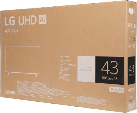 Телевизор LED LG 43" 43UT80006LA.ARUG черный 4K Ultra HD 60Hz DVB-T DVB-T2 DVB-C DVB-S DVB-S2 USB WiFi Smart TV