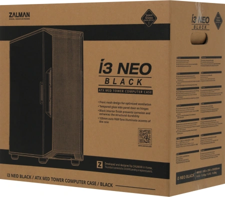 Корпус Zalman i3 NEO черный без БП ATX 4x120mm 5x140mm 2xUSB2.0 1xUSB3.0 audio bott PSU