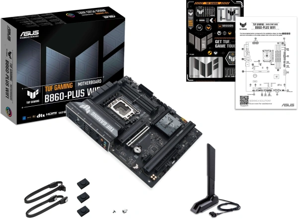 Материнская плата Asus TUF GAMING B860-PLUS WIFI Soc-1851 Intel B860 4xDDR5 ATX AC`97 8ch(7.1) 2.5Gg RAID+HDMI+DP