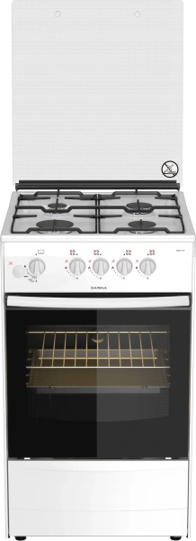 Плита Газовая Darina 1B GM 341 107 W белый/черный (стеклянная крышка) реш.сталь