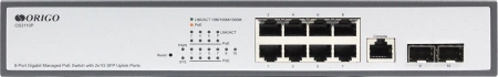 Коммутатор Origo OS3110P OS3110P/135W/A1A (L2) 8x1Гбит/с 2xКомбо(1000BASE-T/SFP) 2SFP 8PoE 8PoE+ 135W управляемый