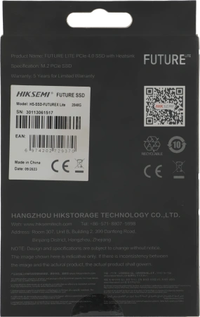 Накопитель SSD Hikvision PCIe 4.0 x4 2TB HS-SSD-FUTUREX LITE 2048G M.2 2280