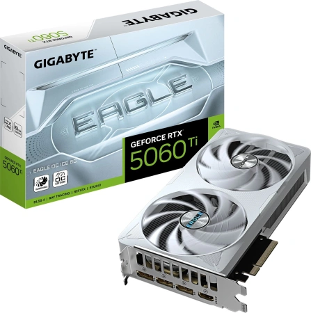Видеокарта Gigabyte PCI-E 5.0 GV-N506TEAGLEOC ICE-8GD 1.0 NVIDIA GeForce RTX 5060TI 8Gb 128bit GDDR7 2572/28000 HDMIx1 DPx3 HDCP Ret
