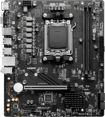 Материнская плата MSI PRO B650M-E Socket AM5 AMD B650 2xDDR5 mATX AC`97 8ch(7.1) GbLAN RAID+VGA+HDMI