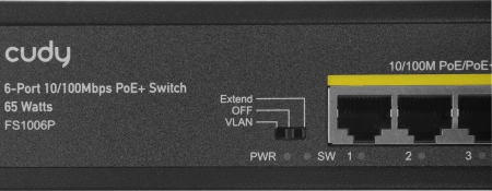 Коммутатор Cudy FS1006P (L2) 6x100Мбит/с 4PoE+ 60W неуправляемый
