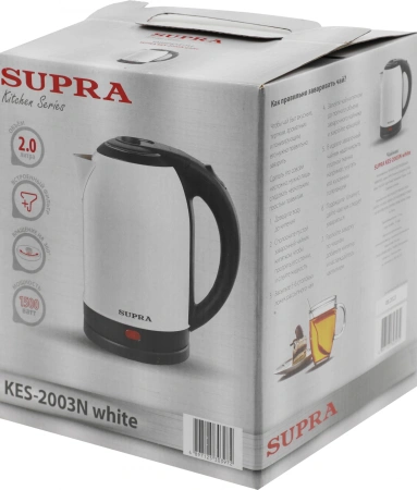 Чайник электрический Supra KES-2003N 2л. 1500Вт белый корпус: металл/пластик