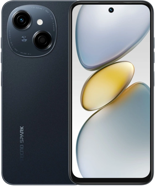 Смартфон Tecno Spark Go 1 64Gb 4Gb черный моноблок 3G 4G 2Sim 6.67" 720x1600 Android 14 Go 13Mpix 802.11 a/b/g/n/ac GPS GSM900/1800 Protect microSD max1024Gb