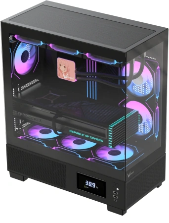 Корпус Formula Crystal E1 Floe черный без БП ATX 6x120mm 2xUSB3.0 audio bott PSU