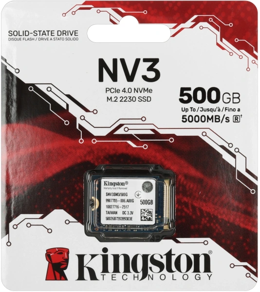 Накопитель SSD Kingston PCIe 4.0 x4 500GB SNV3SM3/500G NV3 M.2 2230
