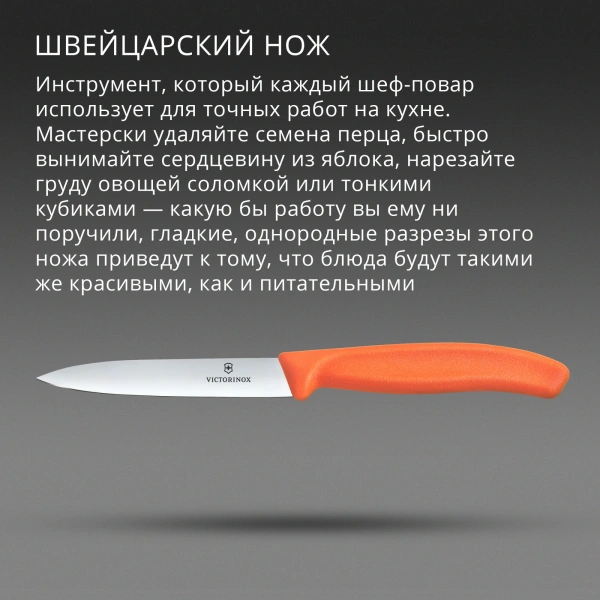 Нож кухонный Victorinox Swiss Classic (6.7709.C1) для овощей лезв.100мм прямая заточка оранжевый
