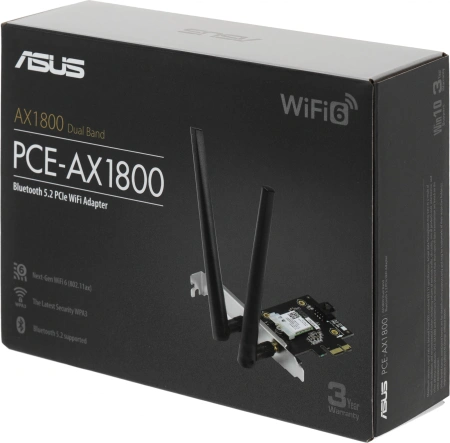 Сетевой адаптер Wi-Fi + Bluetooth Asus PCE-AX1800 AX1800 PCI Express (ант.внеш.съем) 2ант.
