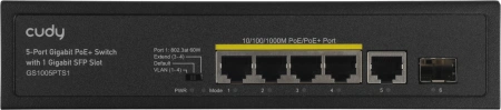 Коммутатор Cudy GS1005PTS1 (L2) 5x1Гбит/с 1SFP 4PoE+ 120W неуправляемый