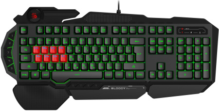 Клавиатура A4Tech Bloody B318 черный USB Multimedia for gamer LED (подставка для запястий) (B318) кабель 1.8м