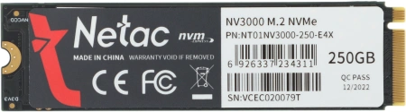 Накопитель SSD Netac PCIe 3.0 x4 250GB NT01NV3000-250-E4X NV3000 M.2 2280