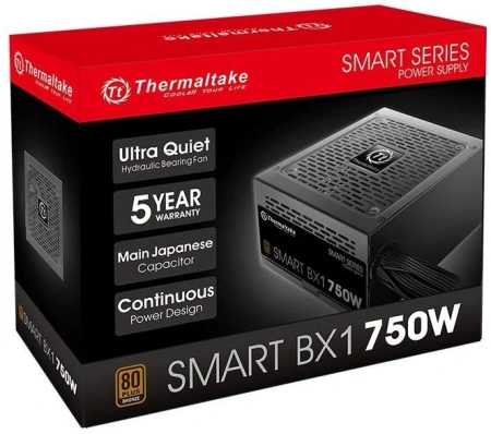 Блок питания Thermaltake ATX 750W Smart BX1 SE 80+ bronze (20+4pin) APFC 120mm fan 8xSATA RTL
