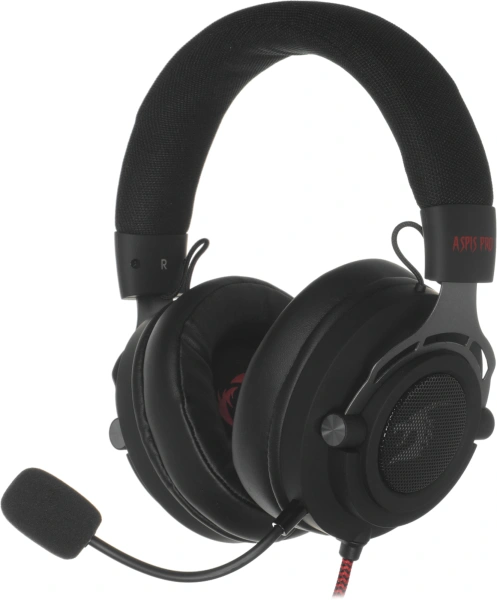 Наушники с микрофоном Defender Aspis Pro черный/красный 2м накладные оголовье (64221)
