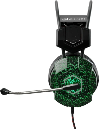 Наушники с микрофоном Оклик HS-L500G TOXIC черный 2.2м мониторные оголовье (472656)