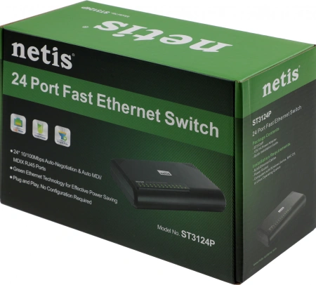 Коммутатор Netis ST3124P (L2) 24x100Мбит/с неуправляемый