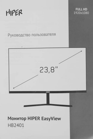 Монитор Hiper 23.8" EasyView HB2401 черный IPS LED 4ms 16:9 HDMI M/M матовая 1000:1 250cd 178гр/178гр 1920x1080 75Hz FreeSync DP FHD 3.1кг